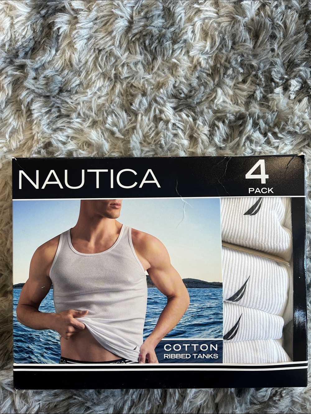 🆕⛵️Nautica White Ribbed Cotton Tank Tops 4-Pack